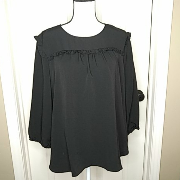 Juicy Couture Tops - NEW Juicy Couture Black Ruffle Flowing Blouse XL